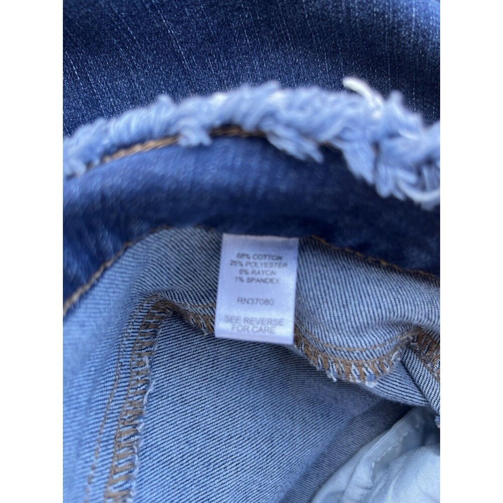 Versona Modern Jeans Size 14 Blue Denim Frayed Raw Hem & Waist Crop Kick Flare - Picture 6 of 7